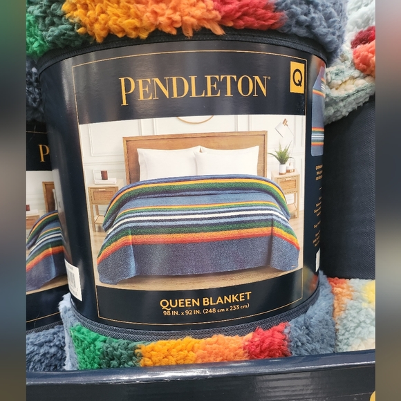 Pendleton Bedding Nwt Pendleton Sherpa Fleece Blanket Serape Stripe